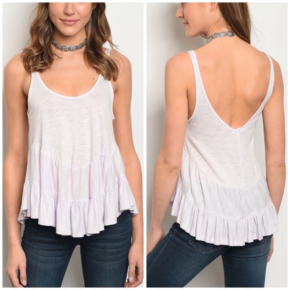Tops - Flowy Low Back Tank in Lilac 06006
